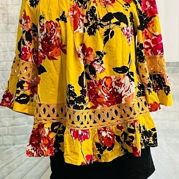 Unique Spectrum size large mustard, rose peasant, top on/off shoulders. P2P 23”. - Picture 8 of 8